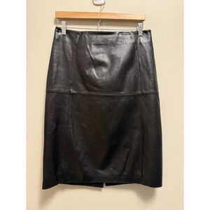 Sportmax MaxMara Black 100% Leather‎ Skirt Pencil Size 8 New With tags Repaired